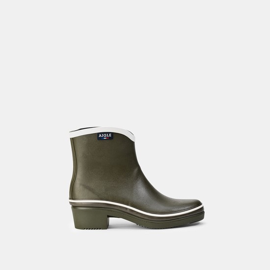 Aigle Rubber Ankle Rain Boots Women Olive ZA-42739